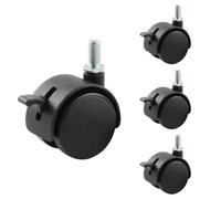 HOWDIA Lot de 4 roulettes pivotantes de 3,8 cm pour chariot, M8-1,25 x 15 mm, tige filetée robuste avec frein, roues en nylon de rechange pour meubles, table, armoire, étagère