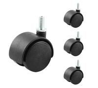 HOWDIA Lot de 4 roulettes pivotantes de 3,8 cm pour chariot, M8-1,25 x 15 mm, tige filetée, roulettes robustes en nylon de rechange pour meubles, table, armoire, étagère (sans frein)