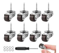 HOWDIA Lot de 8 petites roulettes pivotantes de 1,27 cm à vis unique, mini roulettes pivotantes à profil bas pour meubles/appareils de cuisine/chariot à jouets/boîte de rangement/bacs/projets de