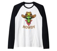 Howdy Alien Face Cowboy Cowgirl OVNI Halloween Western Rodeo Manche Raglan