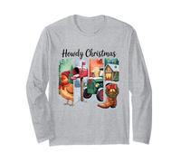 Howdy Christmas Rustic Holiday Country Scene Manche Longue