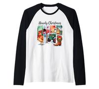 Howdy Christmas Rustic Holiday Country Scene Manche Raglan
