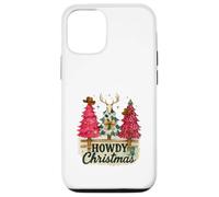 Howdy Christmas Western Trees Cowprint Leopard Cowboy Coque pour iPhone 12/12 Pro