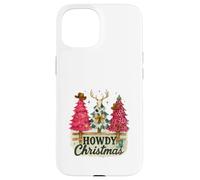 Howdy Christmas Western Trees Cowprint Leopard Cowboy Coque pour iPhone 15
