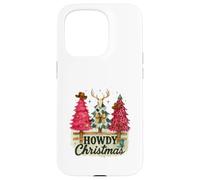 Howdy Christmas Western Trees Cowprint Leopard Cowboy Coque pour iPhone 15 Pro
