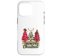 Howdy Christmas Western Trees Cowprint Leopard Cowboy Coque pour iPhone 16 Pro