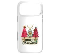 Howdy Christmas Western Trees Cowprint Leopard Cowboy Coque pour iPhone 17 Pro Max