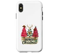 Howdy Christmas Western Trees Cowprint Leopard Cowboy Coque pour iPhone X/XS