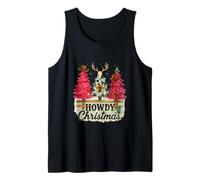 Howdy Christmas Western Trees Cowprint Leopard Cowboy Débardeur