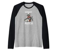 Howdy Cowboy Raccoon Riding Fish Funny Western Humor Apparel Manche Raglan