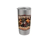 Howdy I Am Having a Terrible Time Squelette de cowboy amusant Gobelet isotherme en acier inoxydable double paroi