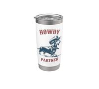 Howdy Partner - Prêt pour le rodéo - Cowboy Weenie Dackel Gobelet isotherme en acier inoxydable double paroi