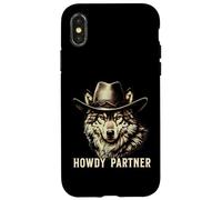 Howdy Partner Wolf Cowboy Cowgirl Wolves Coque pour iPhone X/XS