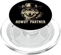 Howdy Partner Wolf Cowboy Cowgirl Wolves PopSockets PopGrip pour MagSafe