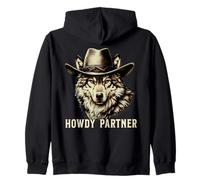 Howdy Partner Wolf Cowboy Cowgirl Wolves Sweat à Capuche