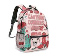 Howdy Sac à dos imprimé tête de mort de vache rétro 40,6 cm Rose Bottes de cowboy occidentales Cactus étoiles Collage Sac à dos pour ordinateur portable Sac à dos de voyage, 08, L, Décontracté