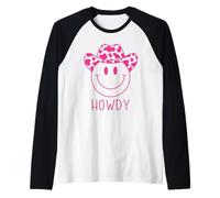 Howdy Western Happy Smile Face Cowgirl Cowboy Kids Manche Raglan