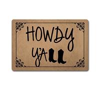 Howdy Y'all Paillasson de cowboy personnalisé avec monogramme et dos en caoutchouc antidérapant 23,7 x 40,4 cm