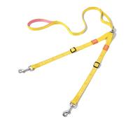 HOWGO Laisse double pour chien, sans enchevêtrement, pivote à 360°, deux poignées rembourrées réglables, coupleur de laisse pour chiens de grande et moyenne taille (jaune, 1,2 cm x 1,2 m, Std)