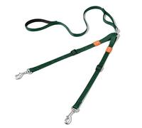 HOWGO Laisse double pour chien, sans nœud, pivote à 360°, deux poignées rembourrées réglables, coupleur de laisse pour chiens de 0 à 22,7 kg de petite et moyenne taille (vert, 0,6 cm x 1,2 m, ultra