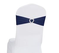 Howhic Lot de 30 nœuds de chaise en élasthanne avec bande élastique et boucle coulissante universelle - Couvre-chaises élastiques pour décoration de mariage, banquet et fête (Bleu marine)