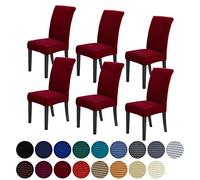 Howhic Lot de 6 housses de chaise extensibles amovibles et lavables pour salle à manger, décoration d'intérieur et de banquet (dahlia rouge)
