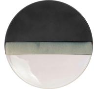 HowHomely | Assiette en céramique - ASTRA - 20,5 cm - Noir-Blanc-Olive - Vaisselle moderne - Assiette décorative