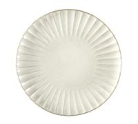 HowHomely | Assiette en porcelaine de 32 cm crème - Grande assiette plate ronde, assiette de service élégante, vaisselle moderne, assiettes à pâtes, assiettes de présentation