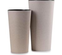HowHomely | Bac à plantes, Set de 2 pots de fleurs, Pot de plantes Beige - 57 & 46 cm - Bac à fleurs, Pot de fleurs, Pots hauts