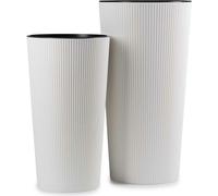 HowHomely | Bac à plantes, Set de 2 pots de fleurs, Pot de plantes blanc - 57 & 46 cm - Bac à fleurs, Pot de fleurs, Pots hauts