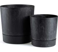 HowHomely | Bacs à plantes - Azalea - 2 pièces - Béton noir - Résistant aux intempéries et design minimaliste