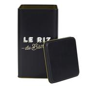 HowHomely | Boîte à riz Bistrot 2 l noire - Boîte de conservation en métal avec couvercle, boîte de rangement de cuisine pour riz ou aliments secs de style bistrot