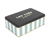 HowHomely | Boîte à thé Bistrot à rayures vertes et blanches - Boîte de rangement en métal avec compartiments, boîte de rangement cuisine pour thé ou sac de style bistrot français