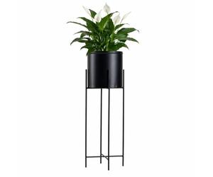 HowHomely Cache-pot décoratif en métal avec support pour fleurs Noir 75 cm