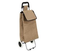 HowHomely Chariot de courses beige - Chariot de courses en jute sur roues - Pliable avec sac de transport pour le marché, le shopping, durable
