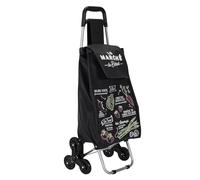 HowHomely | Chariot de courses pliable 50 l avec 6 roues - Noir - Chariot d'escalier stable, chariot de courses pliable, chariot de courses, chariot de courses