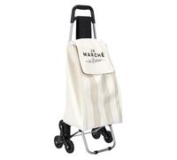 HowHomely | Chariot de courses pliable 50L avec 6 roues - Rayures beiges - Stable, résistant à la pluie et facile à ranger