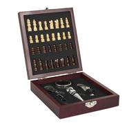 HowHomely | Coffret de vin et d'échecs dans une boîte en bois - Coffret cadeau élégant avec échiquier, figurines et accessoires pour le vin - Idée cadeau originale