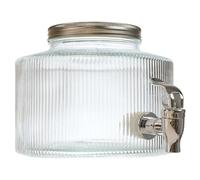 HowHomely Distributeur de boisson en verre 2 l avec robinet distributeur d'eau distributeur de limonade avec couvercle rond cannelé