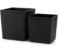 HowHomely | Ensemble de jardinières - Flore Riflo - Noir - Design moderne - Résistant au gel et recyclé - Pots de fleurs