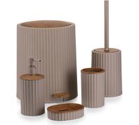 HowHomely | Ensemble de salle de bain - 5 pièces - Beige - Bois - Design élégant - Fonctionnalité - Collection Roza - Accessoires de salle de bain