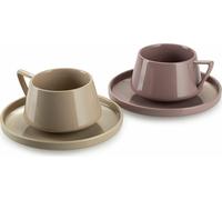HowHomely Ensemble de tasses Luna - Design élégant beige/rose