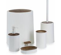 HowHomely | Ensemble salle de bain - 5 pièces - Blanc - Bois - Design élégant - Fonctionnalité - Collection Roza - Accessoires salle de bain