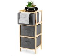 HowHomely Étagère en bois de pin avec 3 tiroirs en tissu - Étagère de rangement étroite, commode pour couloir, salle de bain, chambre à coucher, armoire d'appoint 27,5 x 25,4 x 65 cm