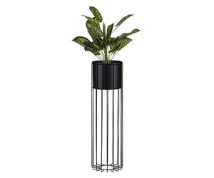HowHomely Jardinière Ronde en métal Noir 70 cm