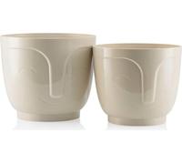 HowHomely | Jardinière, Set de 2 pots de fleurs, Pot de plantes Beige - 16 & 14,3 cm - Bac à fleurs, Pot de fleurs, Collection Zoe