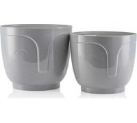 HowHomely | Jardinière, Set de 2 pots de fleurs, Pot de plantes Gris - 16 & 14,3 cm - Bac à fleurs, Pot de fleurs, Collection Zoe