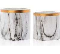 HowHomely | Jardinières - Sona Marbling - 11 et 13 cm - Marbre blanc avec or - Élégant et moderne - Pots de fleurs
