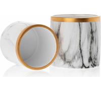 HowHomely | Jardinières - Sona Marbling - 2 pièces - 11 cm - Marbre blanc - Design glamour - Fait main - Pots de fleurs