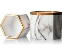 HowHomely | Jardinières - Sona Marbling - 2 pièces - 14 cm - Marbre blanc - Design élégant - Peint à la main - Pots de fleurs